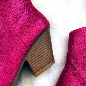 Winter Fuschia Pink Leather Heeled Ankle Boots